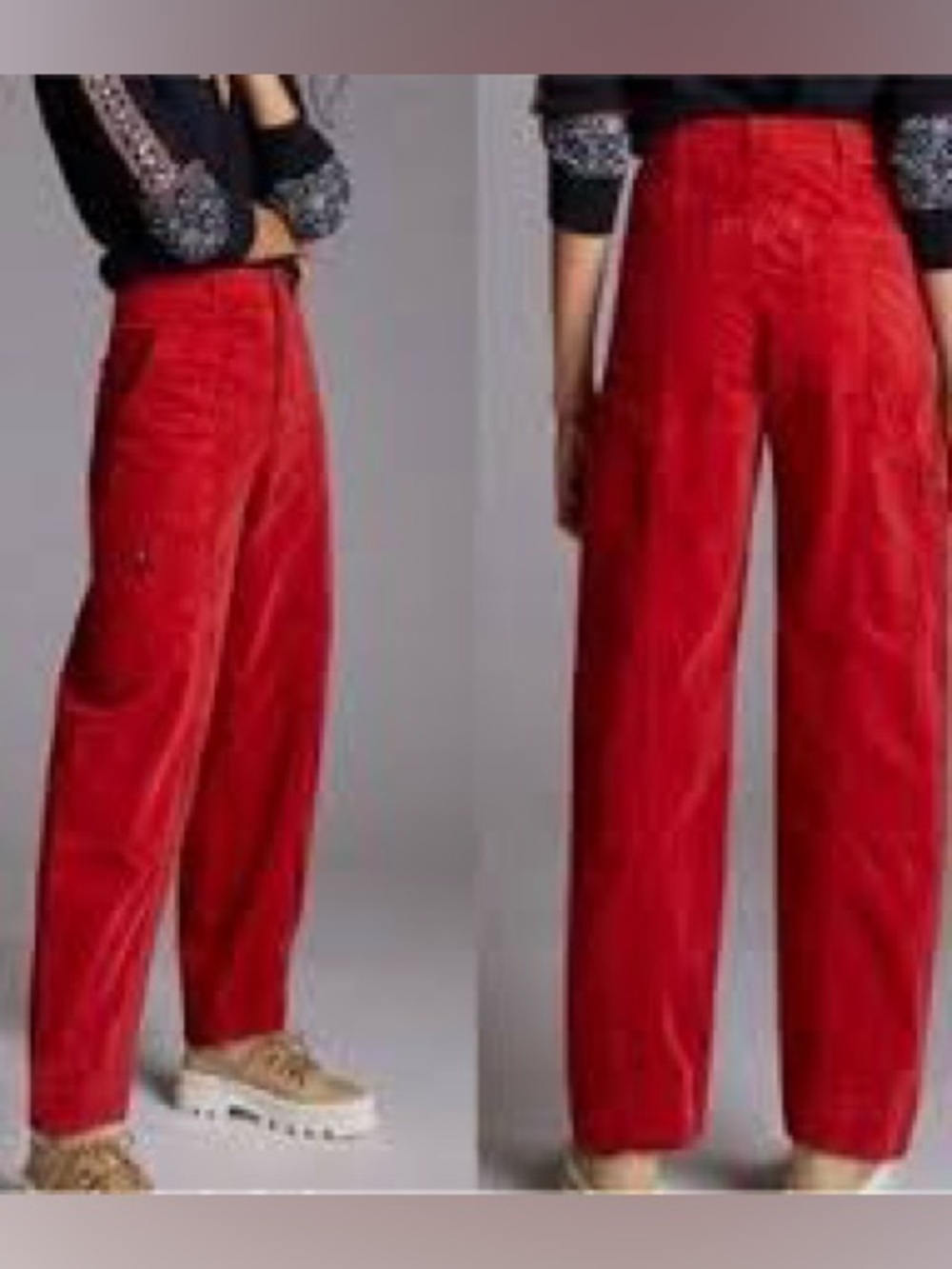 Anthropologie Corduroy Tapered Leg Pants in Red Size 4